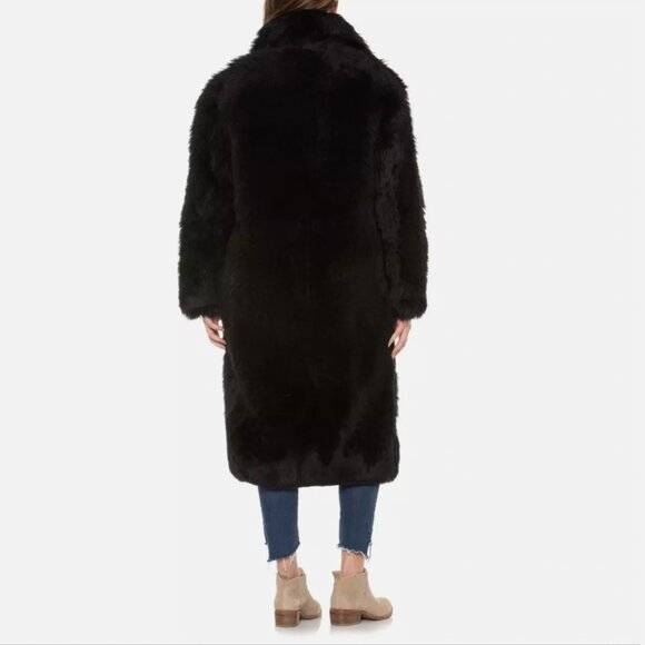 NEW UGG ESME Women's Black Shearling Long Coat Size XL MSRP $2295 Luxury Toscana - Picture 5 of 8
